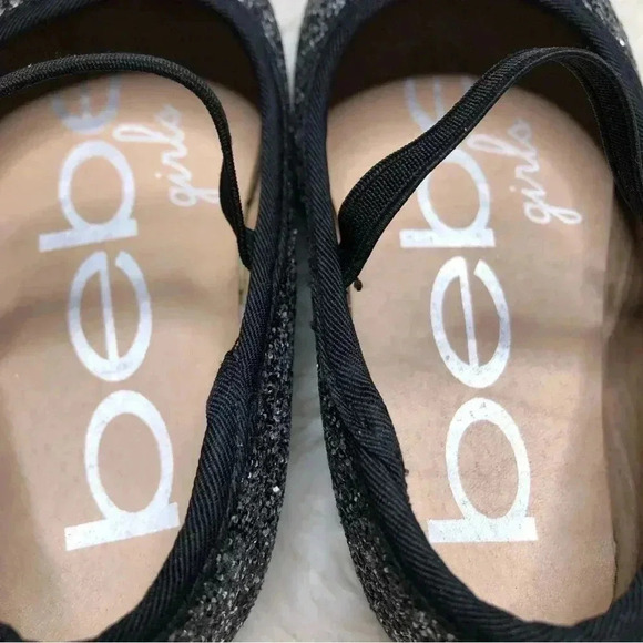 Bebe Toddler Glitter Flats Black Size 8 - Picture 7 of 16